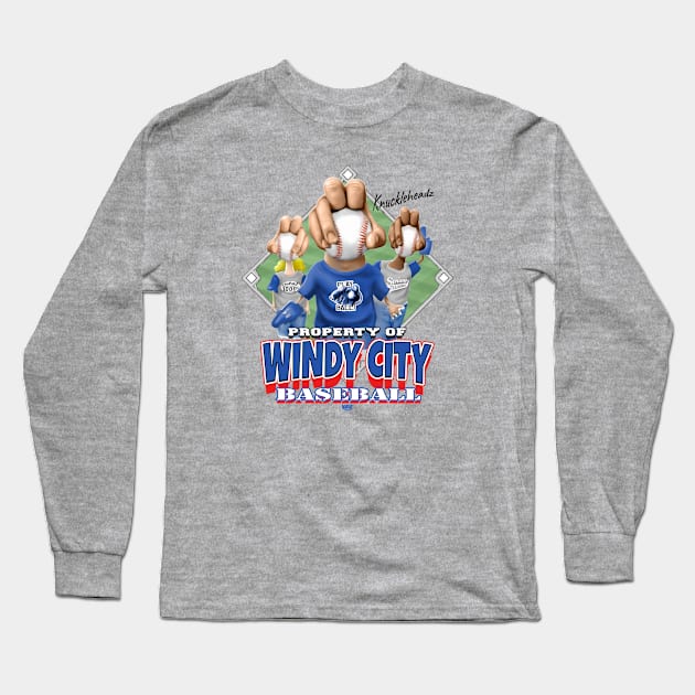 Knucklehead for Windy City Baseball Long Sleeve T-Shirt by MudgeSportswear